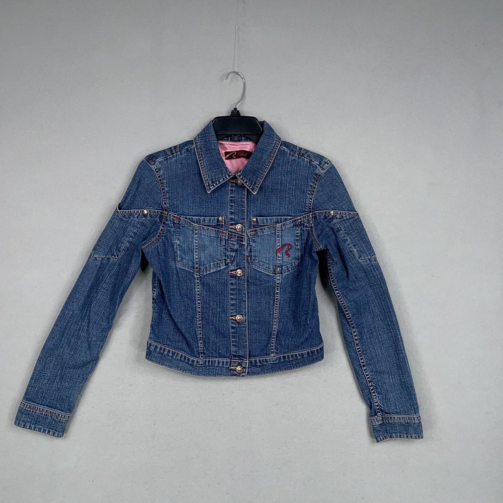 Fetish Jacket Womens Small Blue Jean Denim Fitted Cropped Western Mall Girl Y2K